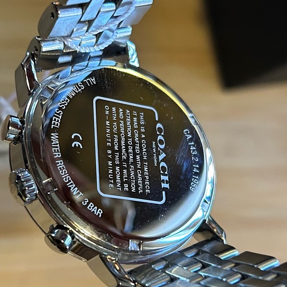 Coach Harrison Watch With 42mm Silver Chronograph Face & Silver Bracelet - Picture 3 of 7